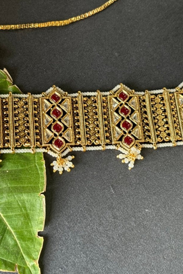 Vilandi chaandan har concept avrika Choker set with matching jhumki - MR Jewels